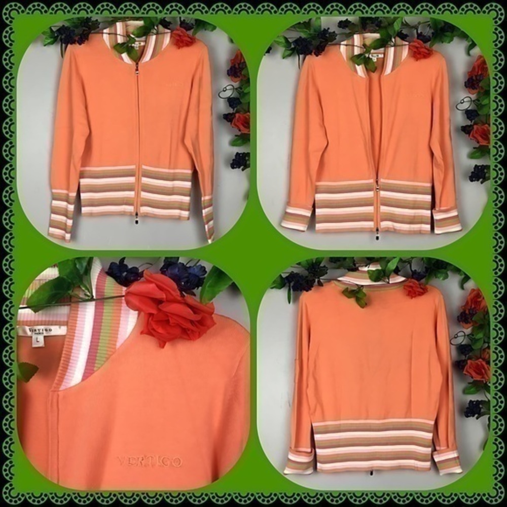 VERTIGO PARIS Zippered Cardigan Sweater Size Large